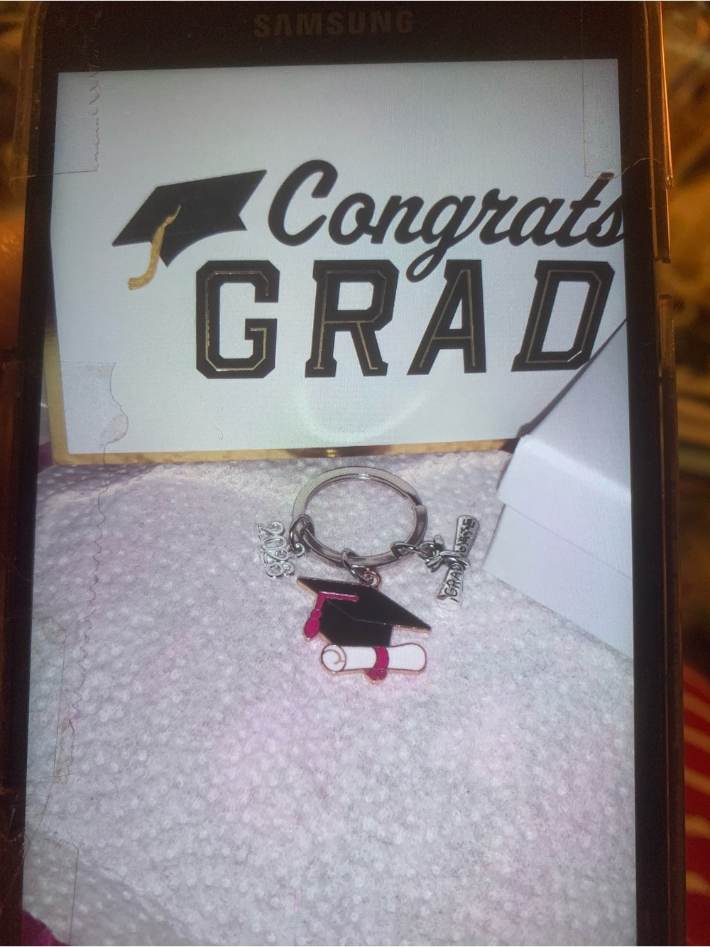 Graduation Keychain Cap & Diploma Charm - Black & Red NEW Handmade Unisex MEN - Picture 6 of 8